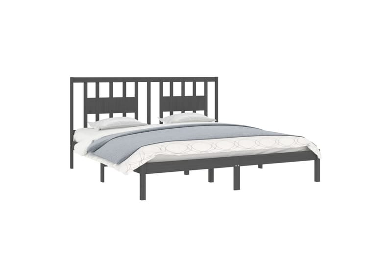 Sängynrunko harmaa täysi mänty 200x200 cm - Harmaa - Huonekalut - Sänky - Sänkykehikot & sängynrungot