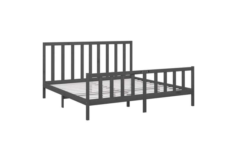 Sängynrunko harmaa täysi mänty 200x200 cm - Harmaa - Huonekalut - Sänky - Sänkykehikot & sängynrungot