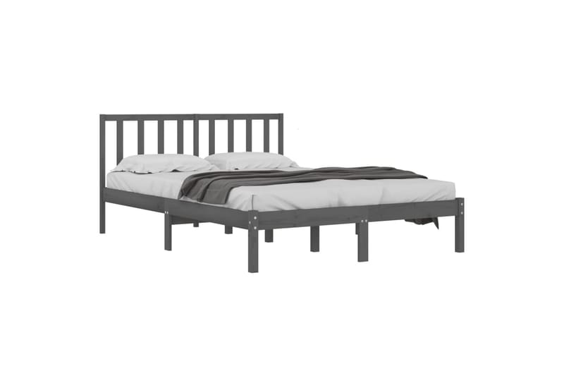 Sängynrunko harmaa täysi mänty 200x200 cm - Harmaa - Huonekalut - Sänky - Sänkykehikot & sängynrungot