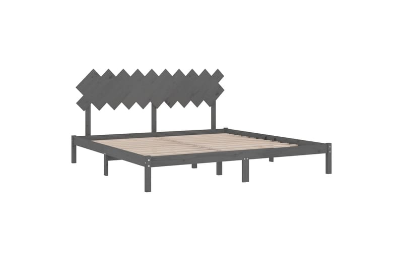 Sängynrunko harmaa täysi mänty 200x200 cm - Harmaa - Huonekalut - Sänky - Sänkykehikot & sängynrungot