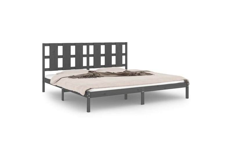 Sängynrunko harmaa täysi mänty 200x200 cm - Harmaa - Huonekalut - Sänky - Sänkykehikot & sängynrungot