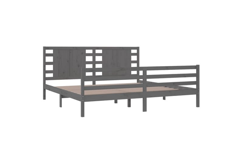 Sängynrunko harmaa täysi mänty 200x200 cm - Harmaa - Huonekalut - Sänky - Sänkykehikot & sängynrungot