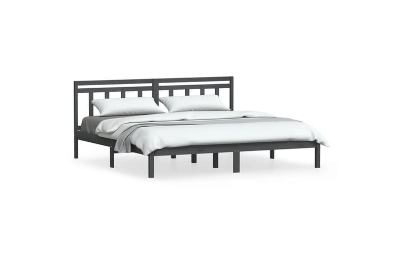 Sängynrunko harmaa täysi mänty 200x200 cm - Harmaa - Huonekalut - Sänky - Sänkykehikot & sängynrungot