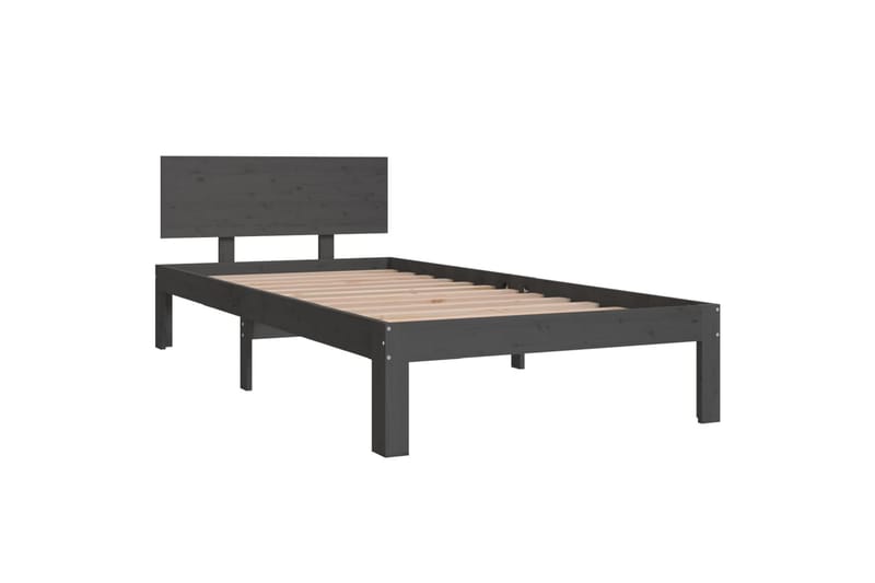 Sängynrunko harmaa täysi mänty 90x200 cm - Harmaa - Huonekalut - Sänky - Sänkykehikot & sängynrungot
