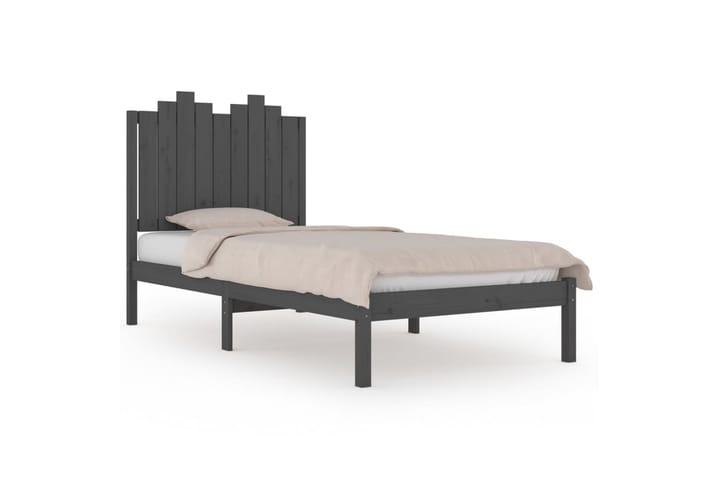 Sängynrunko harmaa täysi mänty 90x200 cm - Harmaa - Sänkykehikot & sängynrungot
