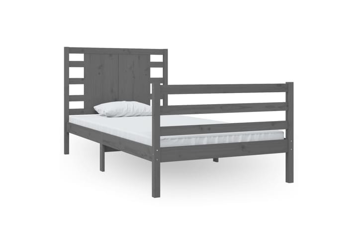 Sängynrunko harmaa täysi mänty 90x200 cm - Harmaa - Sänkykehikot & sängynrungot
