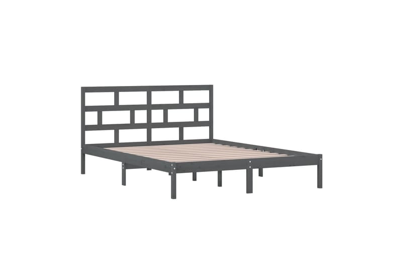 S�ängynrunko harmaa täysi puu 150x200 cm 5FT King Size - Harmaa - Huonekalut - Sänky - Sänkykehikot & sängynrungot