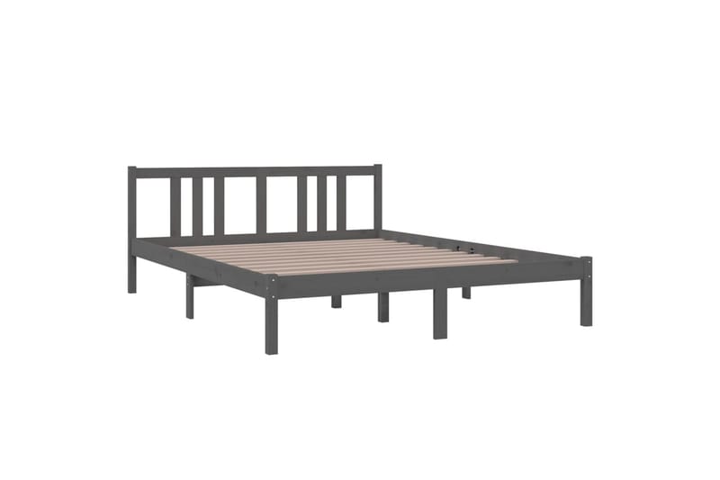 S�ängynrunko harmaa täysi puu 150x200 cm 5FT King Size - Harmaa - Huonekalut - Sänky - Sänkykehikot & sängynrungot