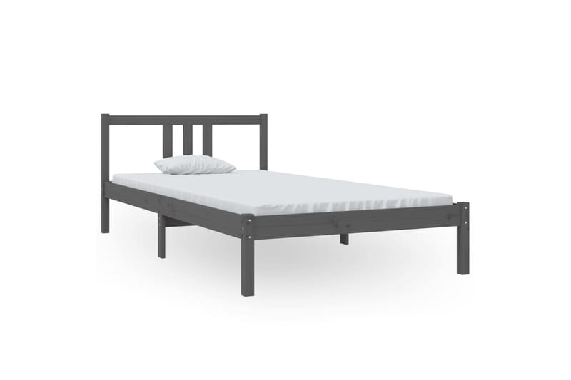 Sängynrunko harmaa täysi puu 100x200 cm - Harmaa - Huonekalut - Sänky - Sänkykehikot & sängynrungot