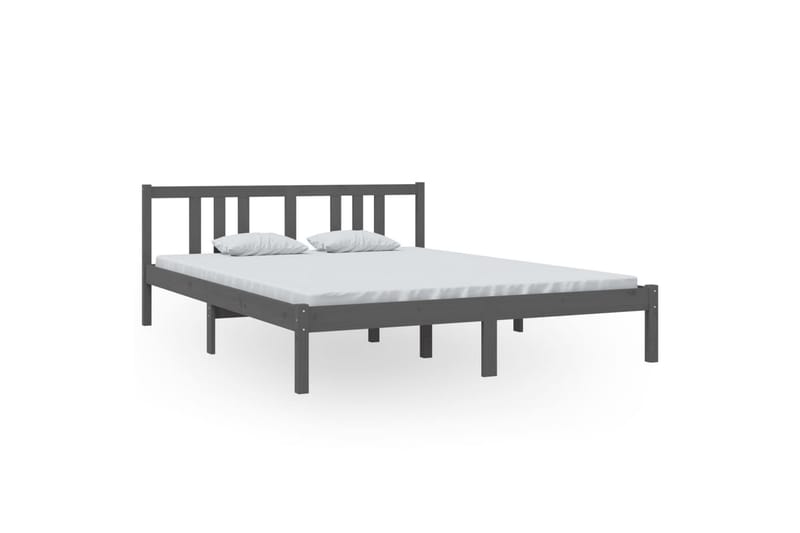 Sängynrunko harmaa täysi puu 150x200 cm 5FT King Size - Harmaa - Huonekalut - Sänky - Sänkykehikot & sängynrungot