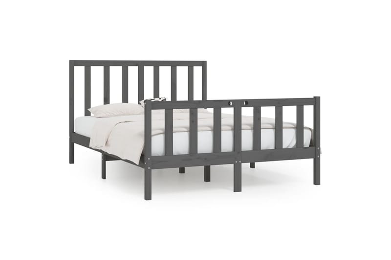 S�ängynrunko harmaa täysi puu 150x200 cm 5FT King Size - Harmaa - Huonekalut - Sänky - Sänkykehikot & sängynrungot