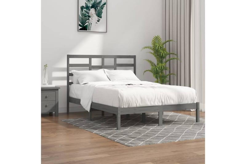 Sängynrunko harmaa täysi puu 150x200 cm 5FT King Size - Harmaa - Huonekalut - Sänky - Sänkykehikot & sängynrungot