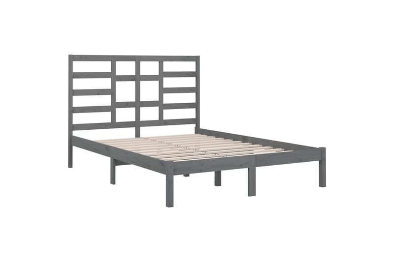 S�ängynrunko harmaa täysi puu 150x200 cm 5FT King Size - Harmaa - Huonekalut - Sänky - Sänkykehikot & sängynrungot