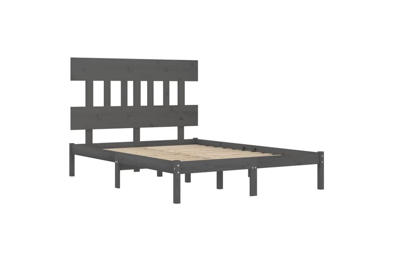 Sängynrunko harmaa täysi puu 200x200 cm - Harmaa - Huonekalut - Sänky - Sänkykehikot & sängynrungot