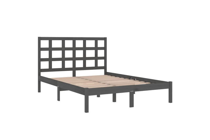 S�ängynrunko harmaa täysi puu 150x200 cm 5FT King Size - Harmaa - Huonekalut - Sänky - Sänkykehikot & sängynrungot