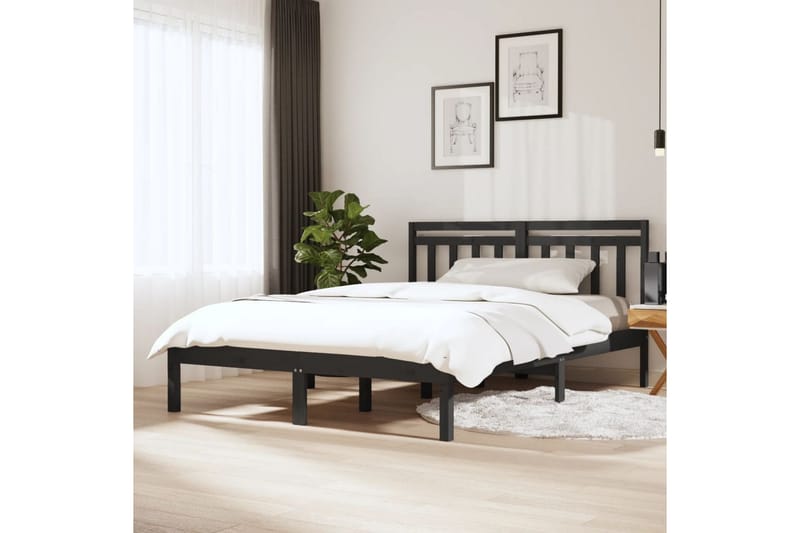 Sängynrunko harmaa täysi puu 150x200 cm 5FT King Size - Harmaa - Huonekalut - Sänky - Sänkykehikot & sängynrungot