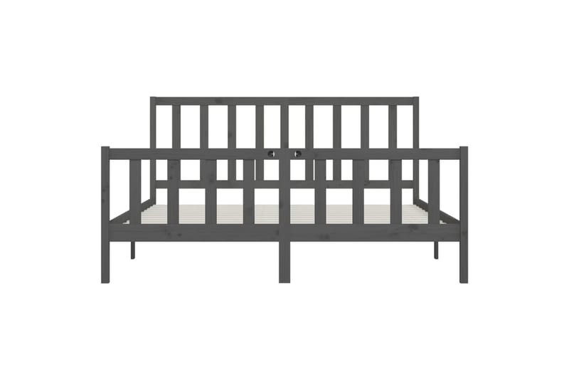 Sängynrunko harmaa täysi puu 200x200 cm - Harmaa - Huonekalut - Sänky - Sänkykehikot & sängynrungot