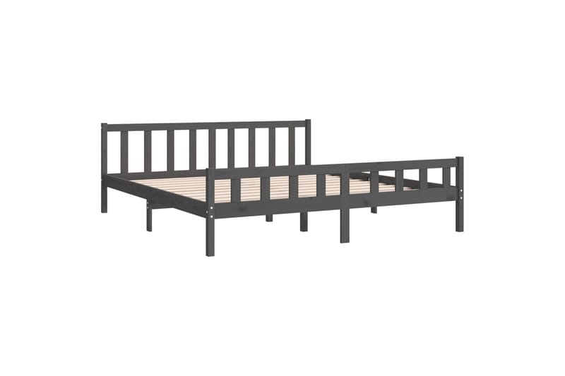 Sängynrunko harmaa täysi puu 200x200 cm - Harmaa - Huonekalut - Sänky - Sänkykehikot & sängynrungot
