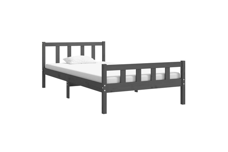 Sängynrunko harmaa täysi puu 100x200 cm - Harmaa - Huonekalut - Sänky - Sänkykehikot & sängynrungot