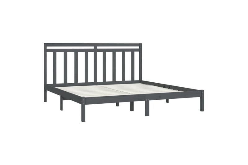 Sängynrunko harmaa täysi puu 200x200 cm - Harmaa - Huonekalut - Sänky - Sänkykehikot & sängynrungot