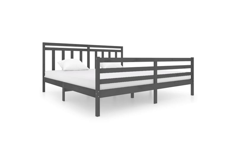 Sängynrunko harmaa täysi puu 200x200 cm - Harmaa - Huonekalut - Sänky - Sänkykehikot & sängynrungot