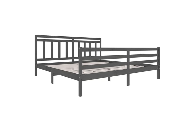 Sängynrunko harmaa täysi puu 200x200 cm - Harmaa - Huonekalut - Sänky - Sänkykehikot & sängynrungot