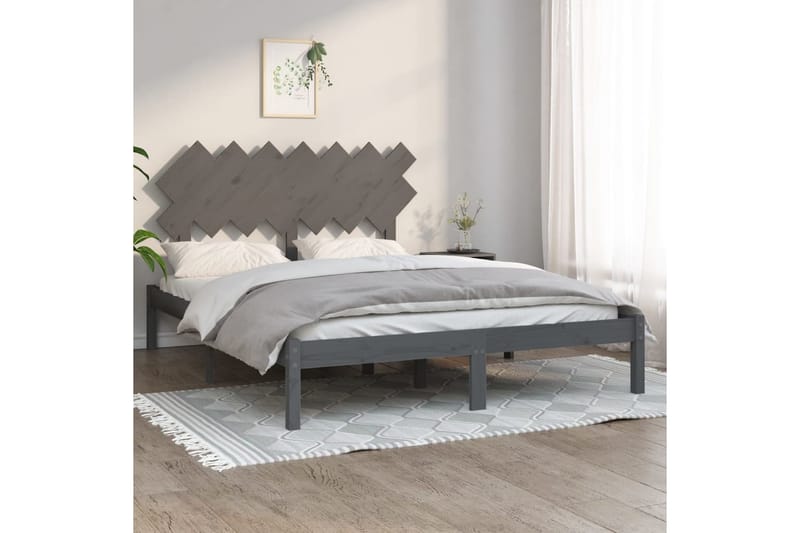 Sängynrunko harmaa täysi puu 150x200 cm 5FT King Size - Harmaa - Huonekalut - Sänky - Sänkykehikot & sängynrungot