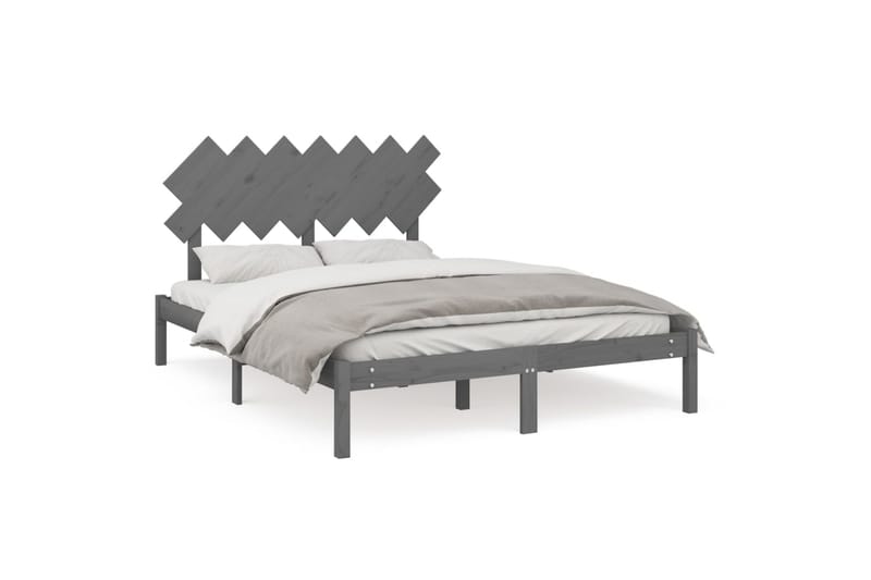 S�ängynrunko harmaa täysi puu 150x200 cm 5FT King Size - Harmaa - Huonekalut - Sänky - Sänkykehikot & sängynrungot