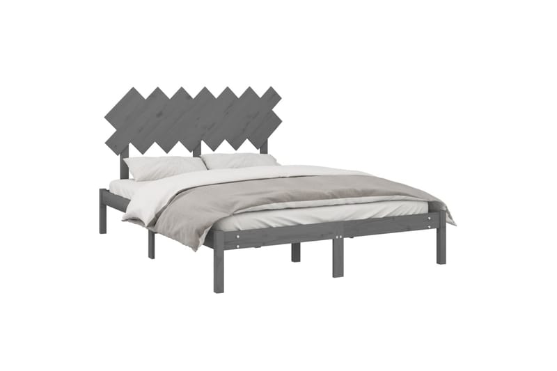 Sängynrunko harmaa täysi puu 150x200 cm 5FT King Size - Harmaa - Huonekalut - Sänky - Sänkykehikot & sängynrungot