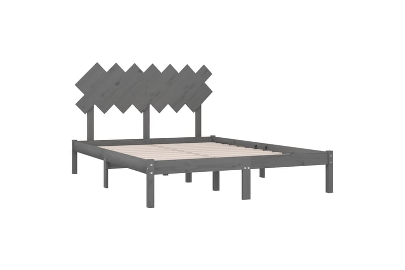Sängynrunko harmaa täysi puu 150x200 cm 5FT King Size - Harmaa - Huonekalut - Sänky - Sänkykehikot & sängynrungot