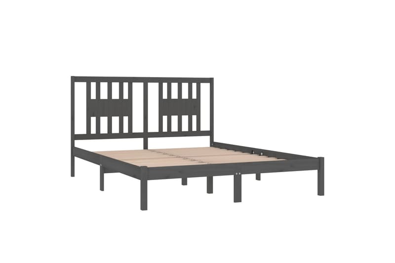 S�ängynrunko harmaa täysi puu 150x200 cm 5FT King Size - Harmaa - Huonekalut - Sänky - Sänkykehikot & sängynrungot