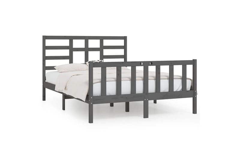 S�ängynrunko harmaa täysi puu 150x200 cm 5FT King Size - Harmaa - Huonekalut - Sänky - Sänkykehikot & sängynrungot