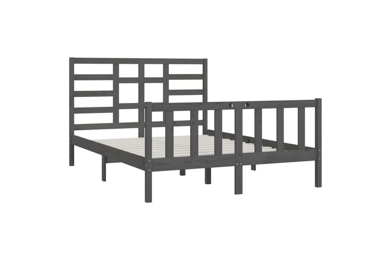Sängynrunko harmaa täysi puu 150x200 cm 5FT King Size - Harmaa - Huonekalut - Sänky - Sänkykehikot & sängynrungot