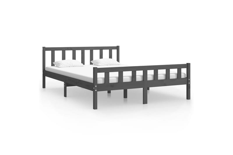 S�ängynrunko harmaa täysi puu 150x200 cm 5FT King Size - Harmaa - Huonekalut - Sänky - Sänkykehikot & sängynrungot