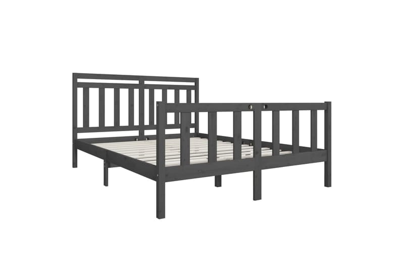S�ängynrunko harmaa täysi puu 150x200 cm 5FT King Size - Harmaa - Huonekalut - Sänky - Sänkykehikot & sängynrungot