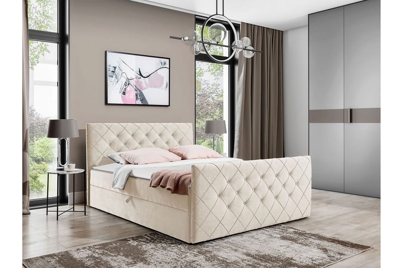 Sängynrunko Hattie 160x200 cm - Beige - Huonekalut - Sänky - Sänkykehikot & sängynrungot