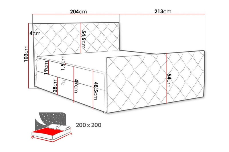 Sängynrunko Hattie 200x200 cm - Vaaleanpunainen - Huonekalut - Sänky - Sänkykehikot & sängynrungot