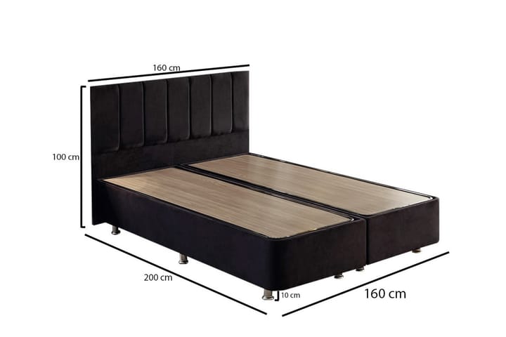 Sängynrunko Huanal Tupla sängynpäädyllä 160x200 cm - Musta - Sänkykehikot & sängynrungot