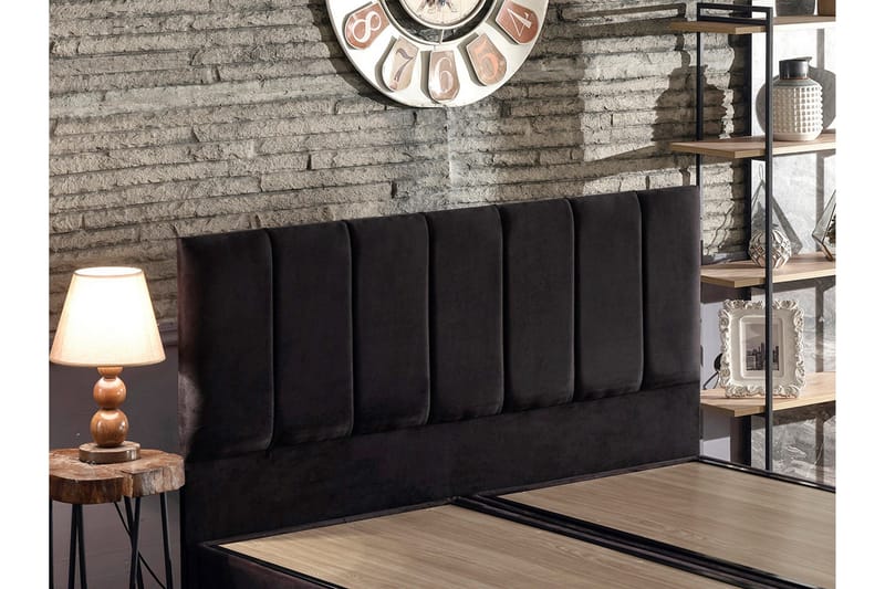 Sängynrunko Huanal Tupla sängynpäädyllä 180x200 cm - Musta - Huonekalut - Sänky - Sänkykehikot & sängynrungot