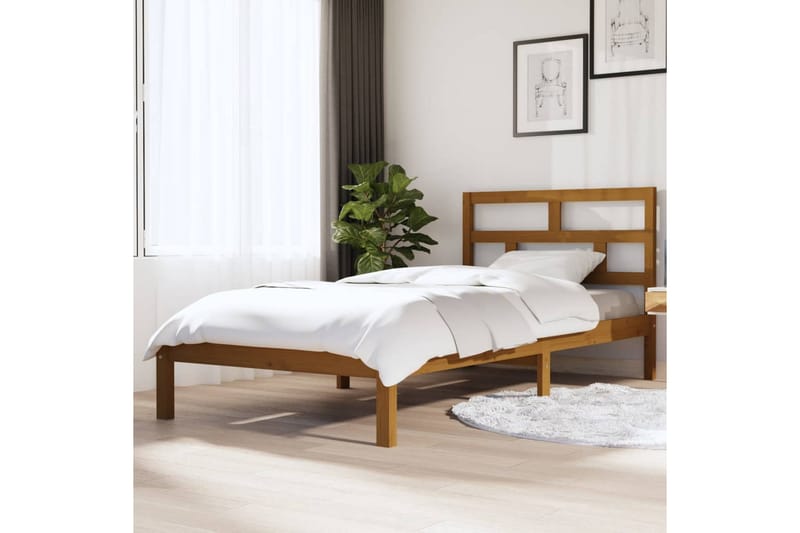 Sängynrunko hunajanruskea täysi mänty 100x200 cm - Ruskea - Huonekalut - Sänky - Sänkykehikot & sängynrungot