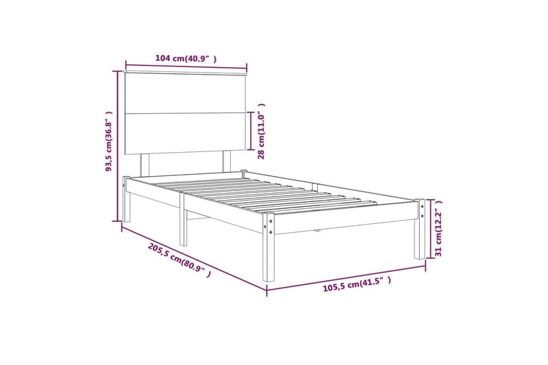 Sängynrunko hunajanruskea täysi mänty 100x200 cm - Ruskea - Huonekalut - Sänky - Sänkykehikot & sängynrungot