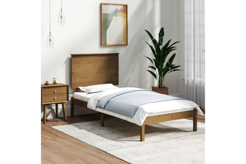 Sängynrunko hunajanruskea täysi mänty 100x200 cm - Ruskea - Huonekalut - Sänky - Sänkykehikot & sängynrungot