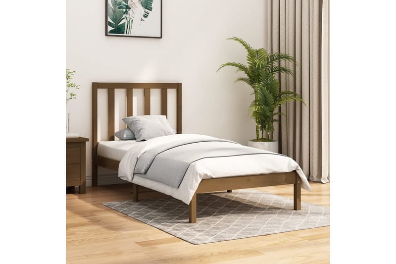 Sängynrunko hunajanruskea täysi mänty 100x200 cm - Ruskea - Huonekalut - Sänky - Sänkykehikot & sängynrungot