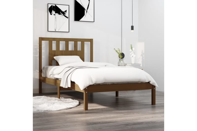 Sängynrunko hunajanruskea täysi mänty 100x200 cm - Ruskea - Huonekalut - Sänky - Sänkykehikot & sängynrungot