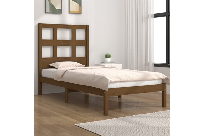 Sängynrunko hunajanruskea täysi mänty 100x200 cm - Ruskea - Huonekalut - Sänky - Sänkykehikot & sängynrungot