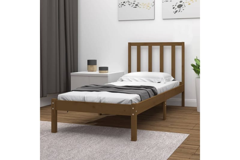 Sängynrunko hunajanruskea täysi mänty 100x200 cm - Ruskea - Huonekalut - Sänky - Sänkykehikot & sängynrungot