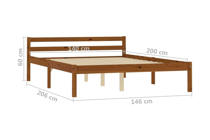 Sängynrunko hunajanruskea täysi mänty 140x200 cm - Ruskea - Huonekalut - Sänky - Sänkykehikot & sängynrungot