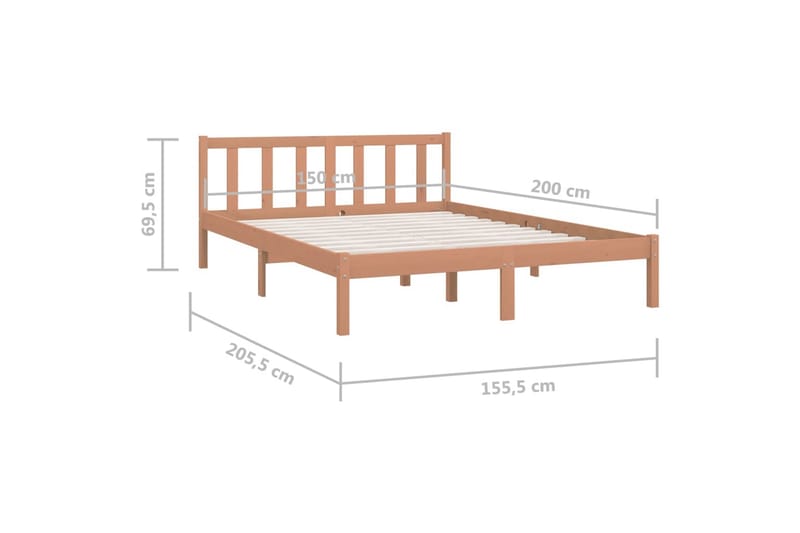 Sängynrunko hunajanruskea täysi mänty 150x200 cm UK King - Huonekalut - Sänky - Sänkykehikot & sängynrungot