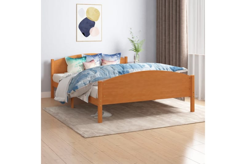 Sängynrunko hunajanruskea täysi mänty 160x200 cm - Ruskea - Huonekalut - Sänky - Sänkykehikot & sängynrungot