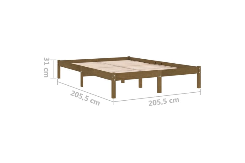 Sängynrunko hunajanruskea täysi mänty 200x200 cm - Ruskea - Huonekalut - Sänky - Sänkykehikot & sängynrungot